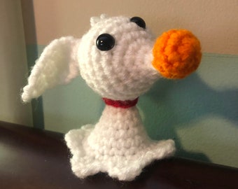 Zero ghost dog crocheted ornament