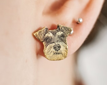 Hunde Foto Ohrringe • Individuelle Tier Portrait Ohrringe • Haustier Verlust Geschenk • Hunde Gedenkstätte Schmuck • Personalisierte Haustier Ohrringe • Gravur Ohrstecker