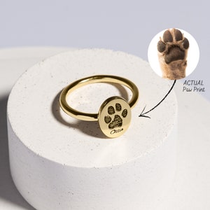 Paw print ring, Personalized paw print ring, Pet memorial ring, Fingerprint ring, Dog lover jewelry, Cat lover jewelry