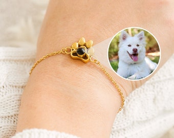 Photo bracelet • Dog memorial gift • Paw projection bracelet • Pet memorial gift • Pet memorial jewelry • Dog photo bracelet