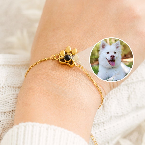 Bransoletka ze zdjęciem • Prezent na pamiątkę psa • Bransoletka z projekcją łapy • Prezent na pamiątkę zwierzaka • Biżuteria na pamiątkę zwierzaka • Bransoletka ze zdjęciem psa