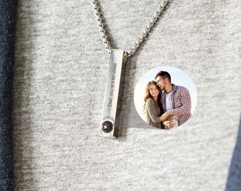 Photo necklace for men, Projection necklace for men, Men memorial gift, Gift for him, Gift for boyfriend, Anniversary Gift for him