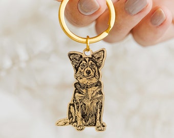 Llavero con foto de perro • Llavero personalizado con retrato de mascota • Regalo conmemorativo para mascotas • Recuerdo conmemorativo para perros • Navidad por la pérdida de una mascota • Navidad para amantes de los perros