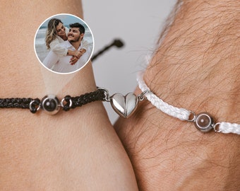 Bracelets assortis pour couples • Bracelets couples • Bracelets longue distance • Bracelet photo • Bracelet projection • Bracelet magnétique