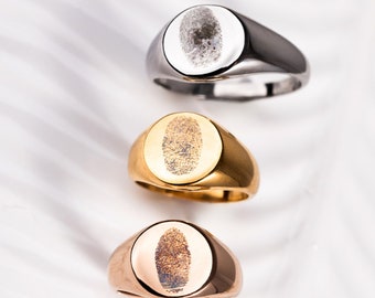 Fingerprint ring, Fingerprint jewelry, Personalized ring, Couple rings, Memorial Ring, Custom Engraved Ring