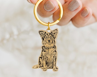 Dog photo keychain • Custom pet portrait keychain • Pet memorial gift • Dog memorial keepsake • Gift for pet loss • Gifts for dog lovers