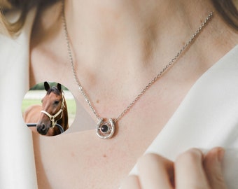 Horse lover gift, Horse necklace, Projection necklace, Photo projection necklace, Photo necklace, Personalized necklace