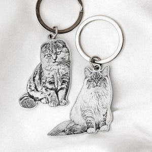 Personalized Cat Photo Keychain • Personalized Pet Portrait Keychain • Custom Pet Photo Keychain • Cat Photo Keyring • Pet Memorial Gift