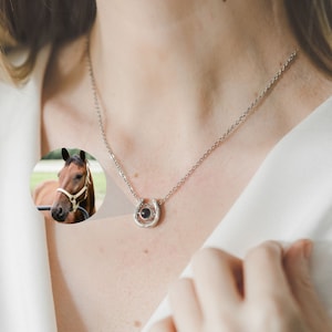 Horse lover gift, Horse necklace, Projection necklace, Photo projection necklace, Photo necklace, Personalized necklace