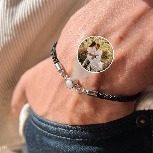 Photo bracelet • Couples bracelet • Projection bracelet • Bracelet for him • Memorial bracelet • Anniversary gift • Gift for him