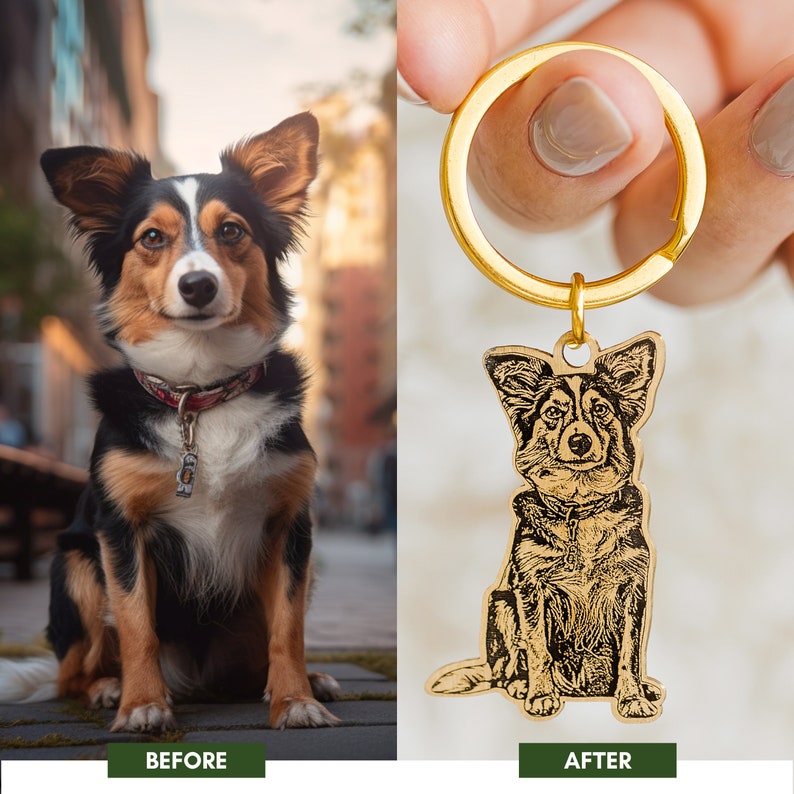 Dog photo keychain Pet keychain Pet memorial Custom dog keychain Dog memorial gift Valentines day Gifts for her Gifts for him image 5