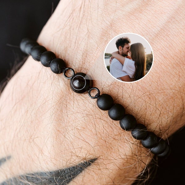 Bracciale con foto • Bracciale con proiezione • Bracciale con proiezione fotografica • Bracciale commemorativo • Bracciale da uomo • Regalo personalizzato • Regalo di Natale