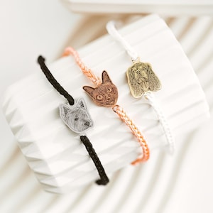 Custom dog braided bracelet • Pet photo bracelet • Dog memorial gift • Personalized pet bracelet • Adjustable dog lover jewelry