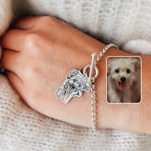 Hundfotoarmband • gravyrarmband för hundar • hundminnesmärke • husdjursarmband • specialanpassat armband • husdjurssmycken • present till henne • julklapp