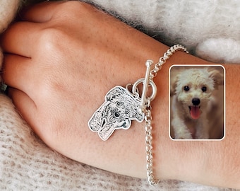 Dog photo bracelet • dog engraving bracelet • dog memorial • pet bracelet • custom bracelet • pet jewelry • gift for her • christmas gift