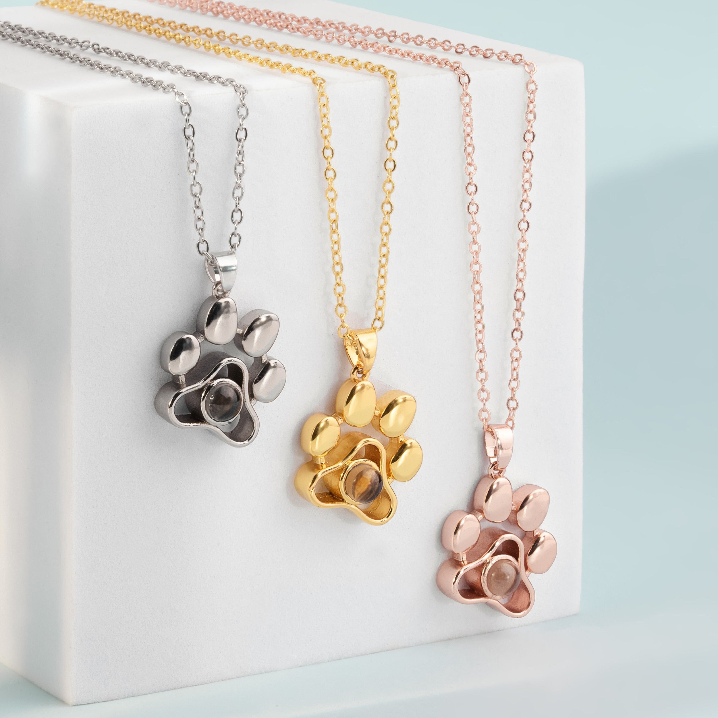Paw necklace with photo inside deals