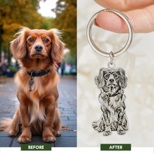 Dog photo keychain Pet keychain Pet memorial Custom dog keychain Dog memorial gift Valentines day Gifts for her Gifts for him image 4