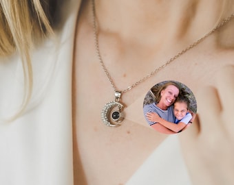 Projection moon necklace, Photo projection necklace, Photo necklace, Personalized necklace, Personalized gift