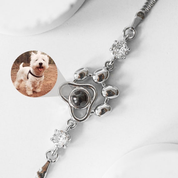 Photo bracelet • Paw projection bracelet • Pet memorial bracelet • Pet memorial gift • Pet loss memorial bracelet