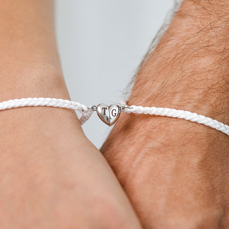 Matching bracelets for couples Couple bracelet Long distance relationship gift for boyfriend Magnetic bracelet Couples gift zdjęcie 5