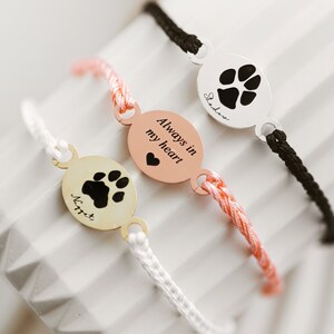 Paw Print Bracelet • Engraved Bracelet • Dog Lover Gift • Pet Memorial ...