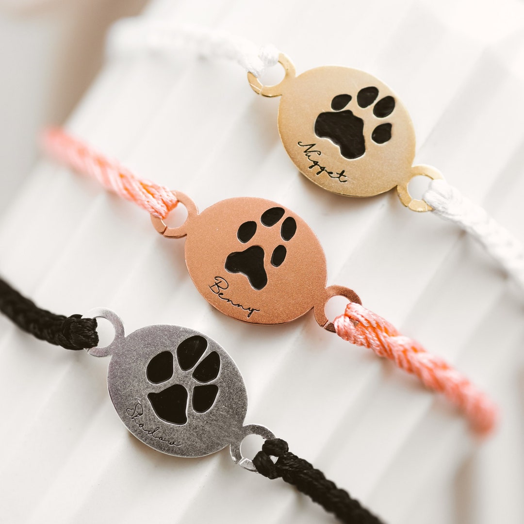 Paw Print Bracelet • Engraved Bracelet • Dog Lover Gift • Pet Memorial ...