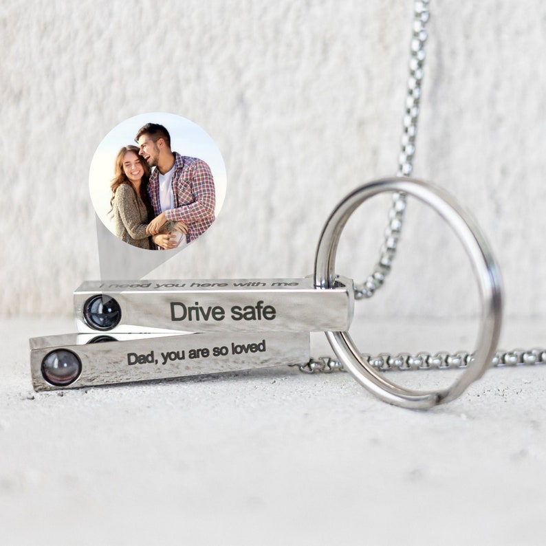 Photo necklace for men, Projection necklace for men, Men memorial gift, Gift for him, Gift for boyfriend, Anniversary Gift for him image 6