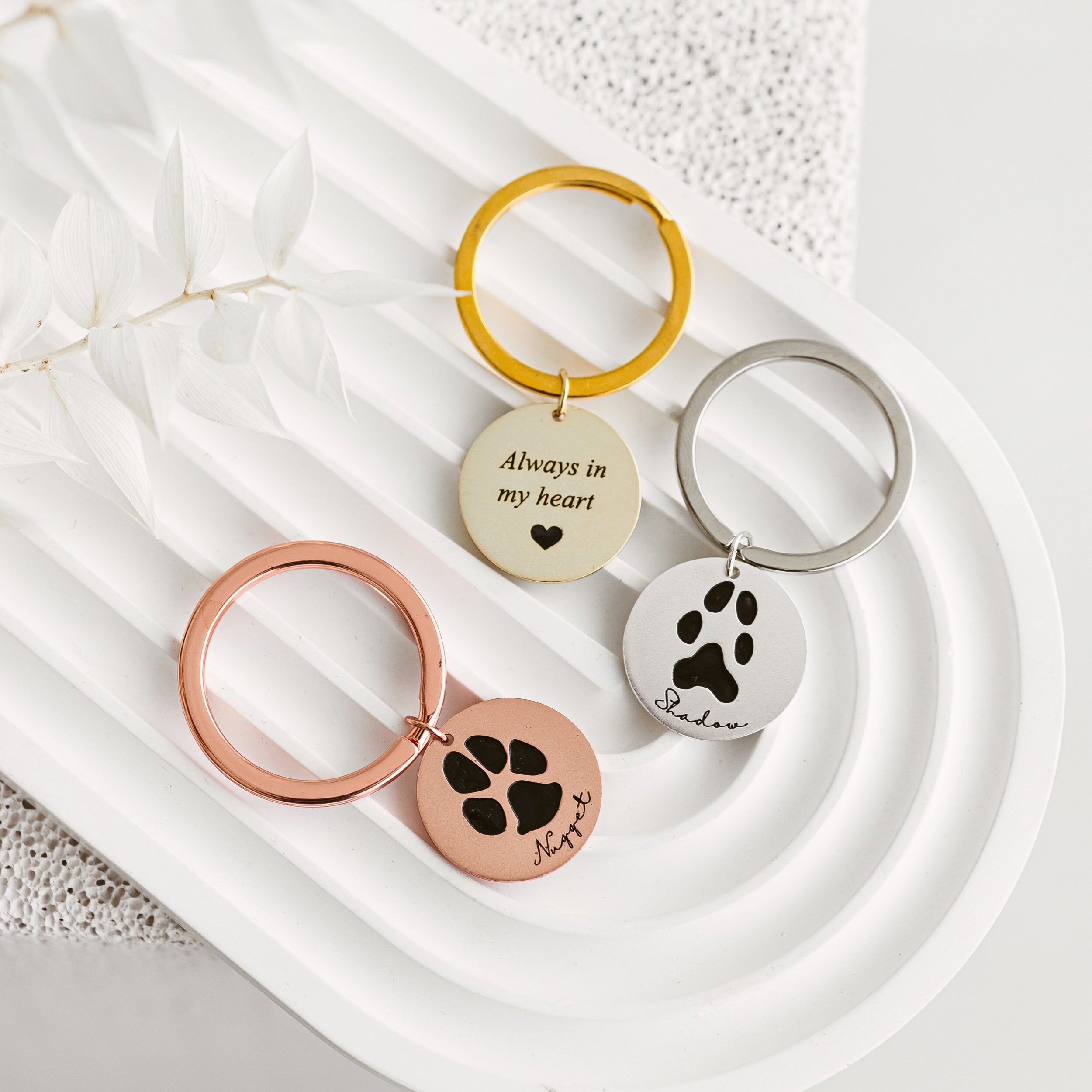 Paw Print Pet Memorial Photo Projection Keyring - Personalised 3D