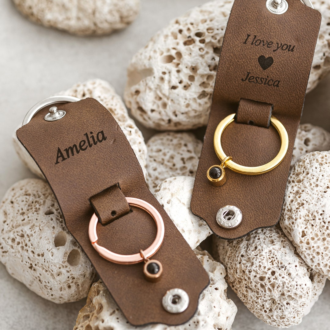 Photo Keychain Projection Keychain Custom Leather Keychain Photo Projection Keychain Custom