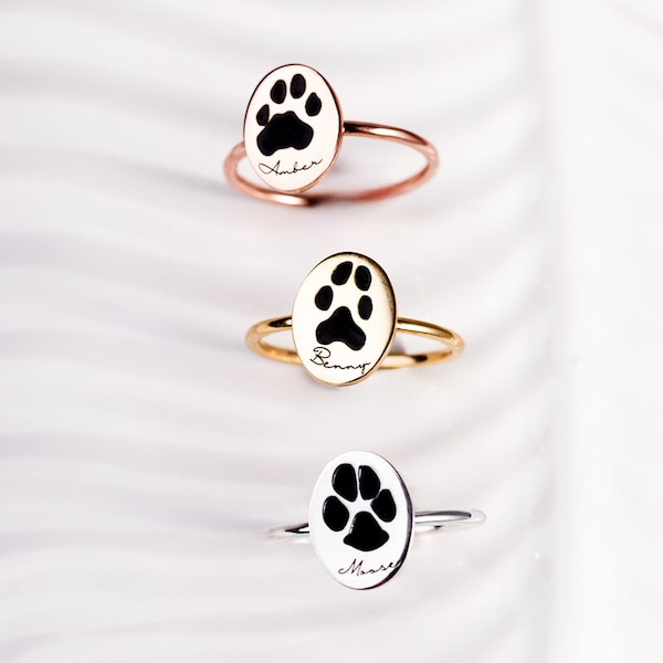 Paw print ring • Personalized paw print ring • Pet memorial ring • Fingerprint ring • Dog lover jewelry • Pet memorial gift