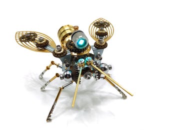 Steampunk Mechanical Bee Kit, Metal DIY Puzzle, STEM Gift Christmas Ornaments Figurine Gifts For Kids Personalized Poys
