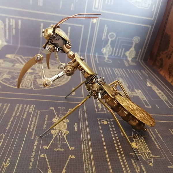 Mécanique steampunk insecte mante sculpture en métal insecte steampunk décoration d'intérieur figurine steampunk cadeaux de la saint-valentin
