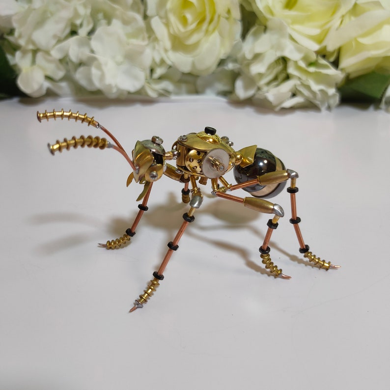 Steampunk Ant Figurine, Mechanical Metal Insect Sculpture, Handmade ...