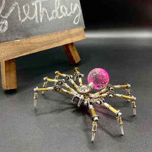 Steampunk Mechanical Insect | Glowing Spider | Mechanical Insect | Figurines | spider charmp metal insect | Sculpture Gift | Metal Insect