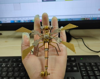 Steampunk Dragonfly Sculpture, Metal Insect Ornament Birthday Gift Christmas present for man father