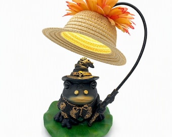 Gothic Lamp Wizard Frog Night Light Cute Frog Statue Table Lamp Resin Frog Decor Lamp for Bedroom Unique Novelty Gift for Home Decor Lovers