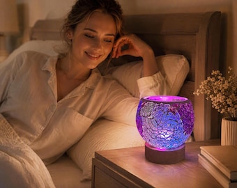 Mosaic Glass RGB Night Light Colors Changing Mood Lamp with Remote Control Decorative Table Lamp for Bedroom Dining Table Party Home Decor