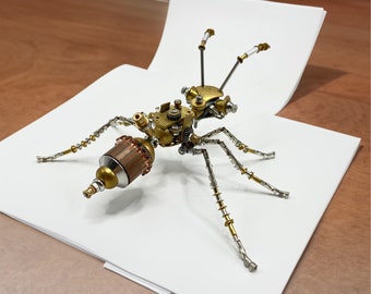 Steampunk Mechanical Insect ant  figurine metal Iron Bug Handmade  Crafts Ornaments Decor Christmas Gift For Kids