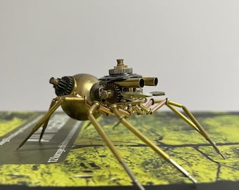 Steampunk Metal Spider Figurine, Mechanical Insect Sculpture Birthday Gift For Him Christmas present Boy