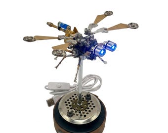 3D Metal Puzzle Dragonfly Model Kit, LED-lit  With Wings That Flap Automatically, Mechanical Home Office Desk Decor, Ideal Gift for Adults