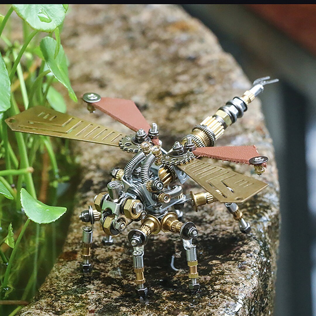 Dragonfly Mechanical Steampunk Metal Charming Sculpture Insect Figurine ...