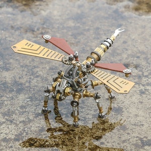 Dragonfly Mechanical Steampunk Metal Charming Sculpture Insect Figurine ...