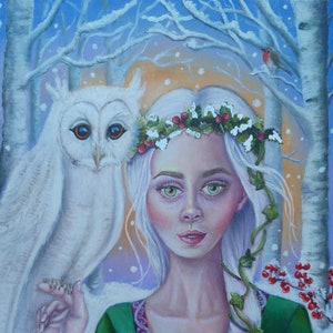 Arianwyn Winter Solstice Art Print: Hand Embellished Celtic Fairy Tale