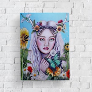 Nature Flowers Art, Celebration of Summer Solstice, Summer Goddess Art, Bohemian Art,  Fairy tale Art, Fantasy Art, Summer Goddess