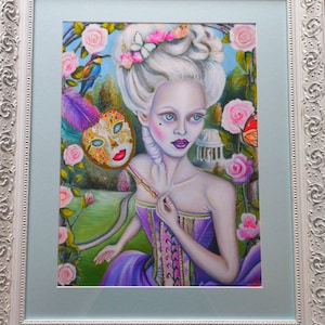 Marie Antoinette Framed Art Print: Gold Leaf Mask, Rococo Romanticism