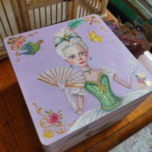 Marie Antoinette Hand Painted Jewellery Box, Marie Antoinette Hand Painted Keepsake Box, 18th Century Rococo Style Box CUSTOM ORDER
