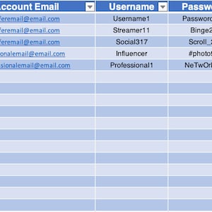 Password Manager Excel Template