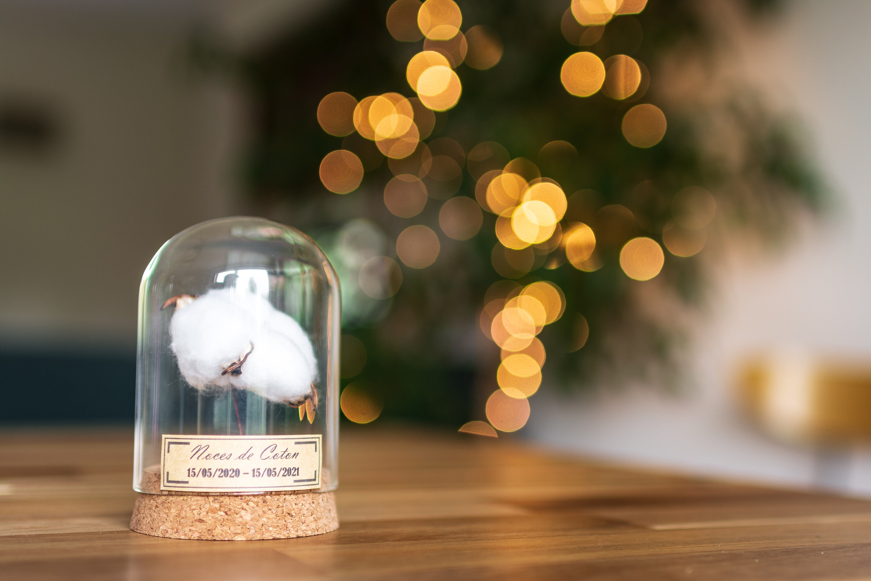 Cadeau noces de coton 1 an de mariage cloche en verre Etsy