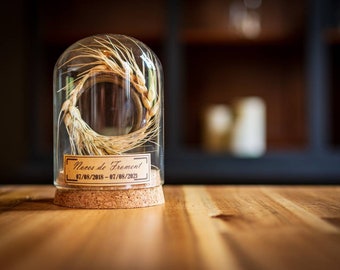Wheat wedding anniversary gift - 3 years of marriage - Glass bell jar
