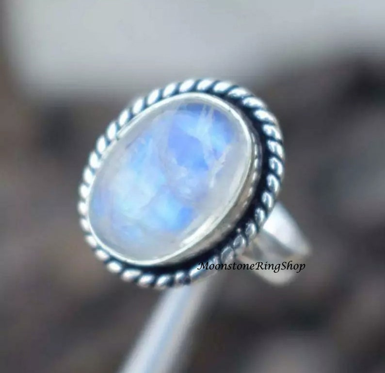 June Birthstone Dainty Ring Gemstone Ring Moonstone Ring Gemstone Jewelry Handcraft Ring Natural Moonstone Sterling Silver Ring